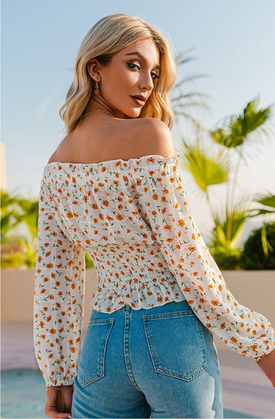 Heather Floral Off-Shoulder Top