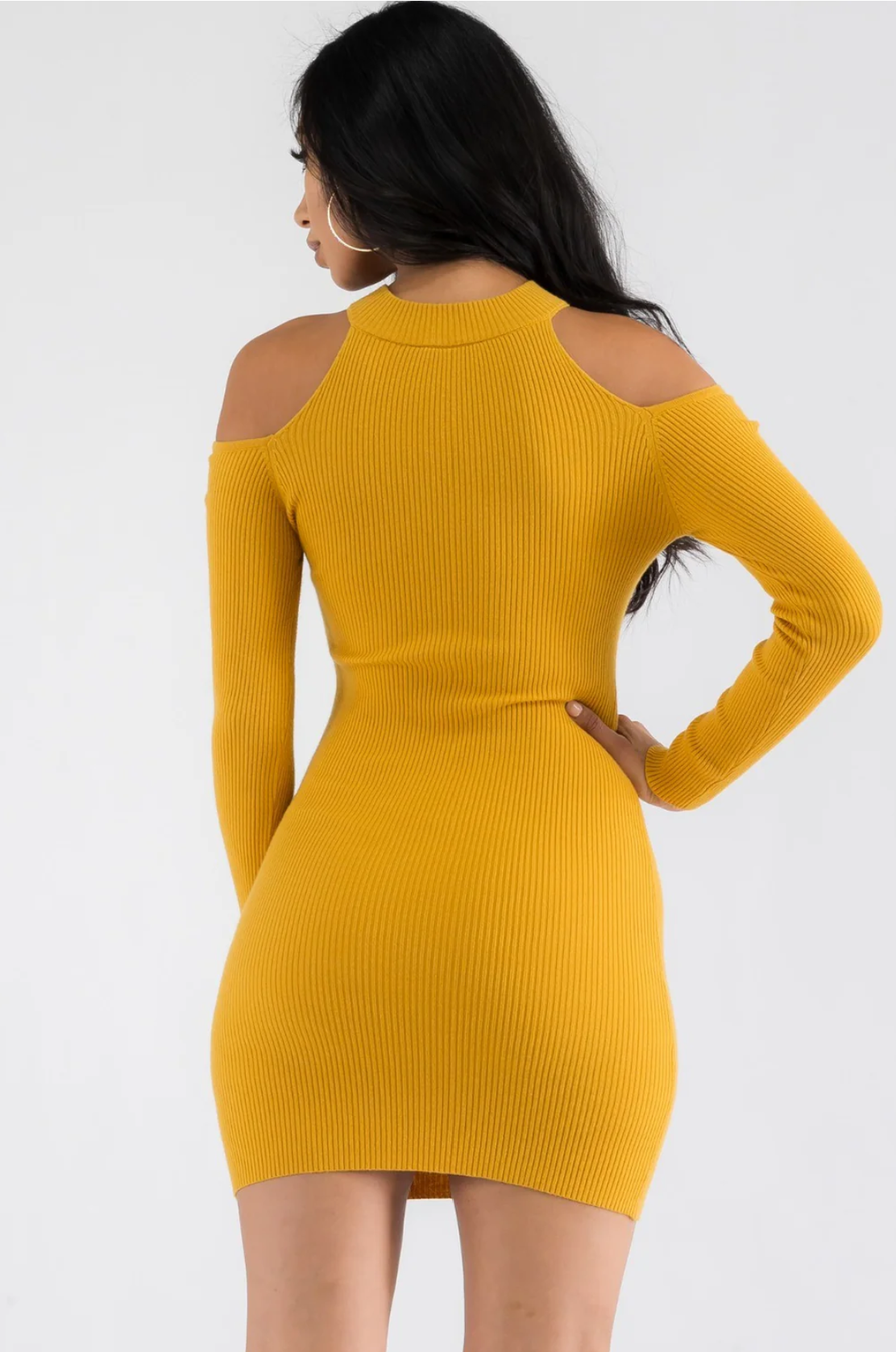 Ribbed Off-Shoulder Bodycon Mini Dress – Long Sleeve, Elegant & Versatile