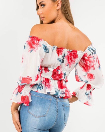 Serena Floral Off-Shoulder Top – Elegant, Feminine & Stylish
