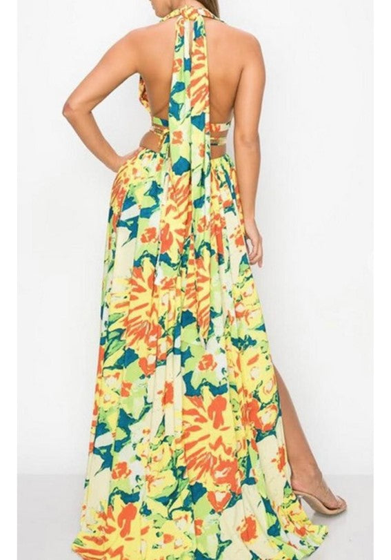 Watercolor Long Dress Under the Sun