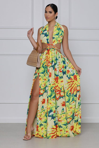 Watercolor Long Dress Under the Sun