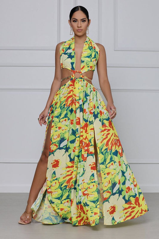 Watercolor Long Dress Under the Sun