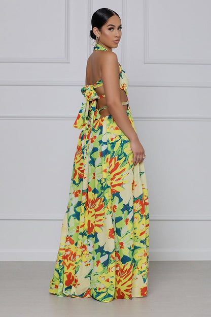 Watercolor Long Dress Under the Sun